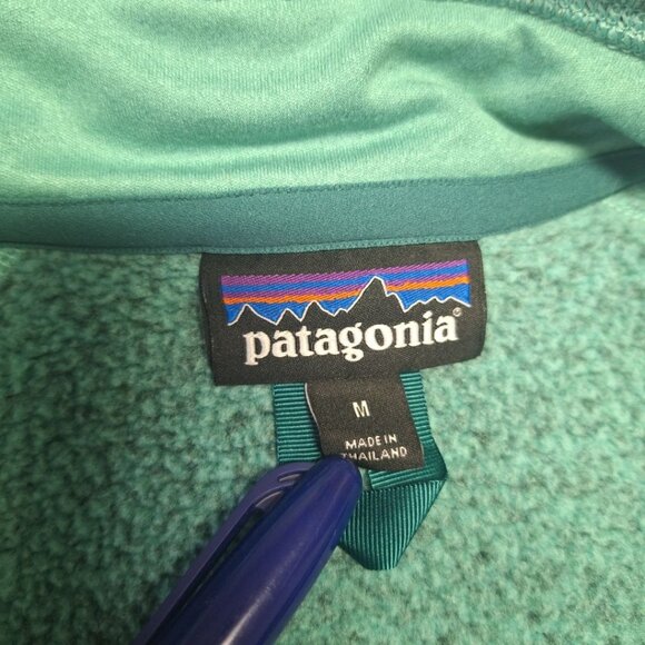 Patagonia Quarter Zip Pullover Womens M Sweatshirt Gorp Core Teal Blue Fleece - Picture 6 of 9